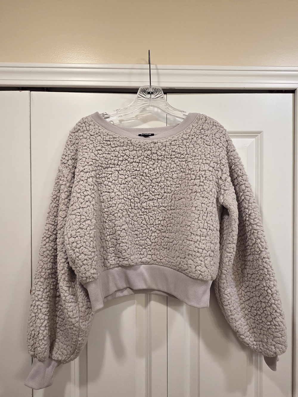 Express Plush Sherpa Sweatshirt — Light Gray